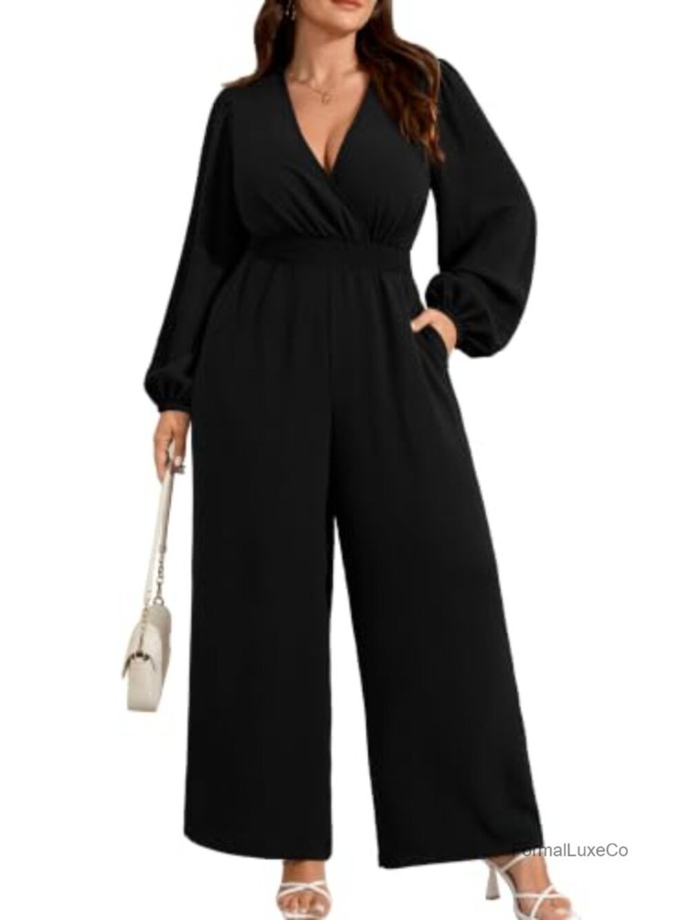 Plus Size Jumpsuit Women Dressy Casual Wide Leg Long Sleeve One Piece